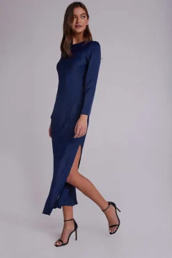 Bias Slipdress Met Lange Mouwen - Donker Azuur><noscript><img width=