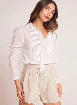 Biezen Crop Button Down - Wit><noscript><img width=