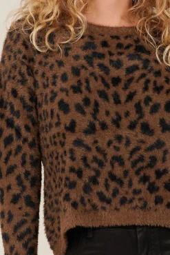 Bijgesneden Slouchy Trui - Mokka-Luipaard>Bella Dahl Online