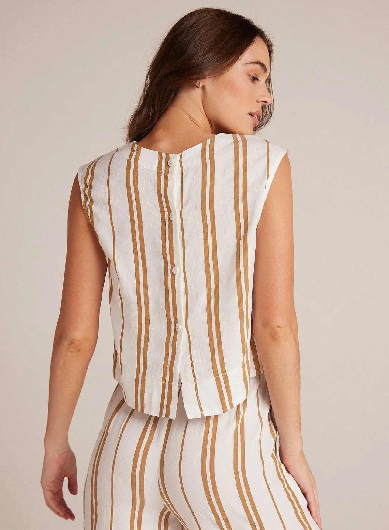 Boxy Button Back Top - Redwood-Streep>Bella Dahl Cheap
