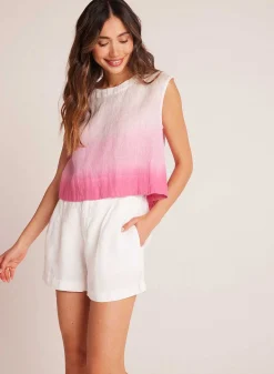Boxy Button Back Top - Roze Ombre-Kleurstof><noscript><img width=