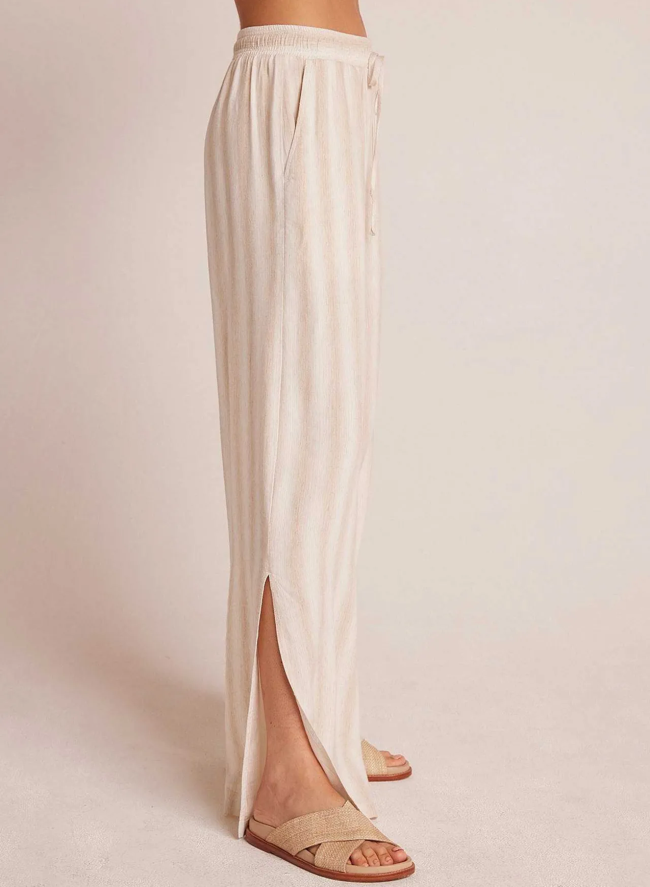 Broek Met Zijsplit En Wijde Pijpen - Playa Sand Stripe>Bella Dahl Hot