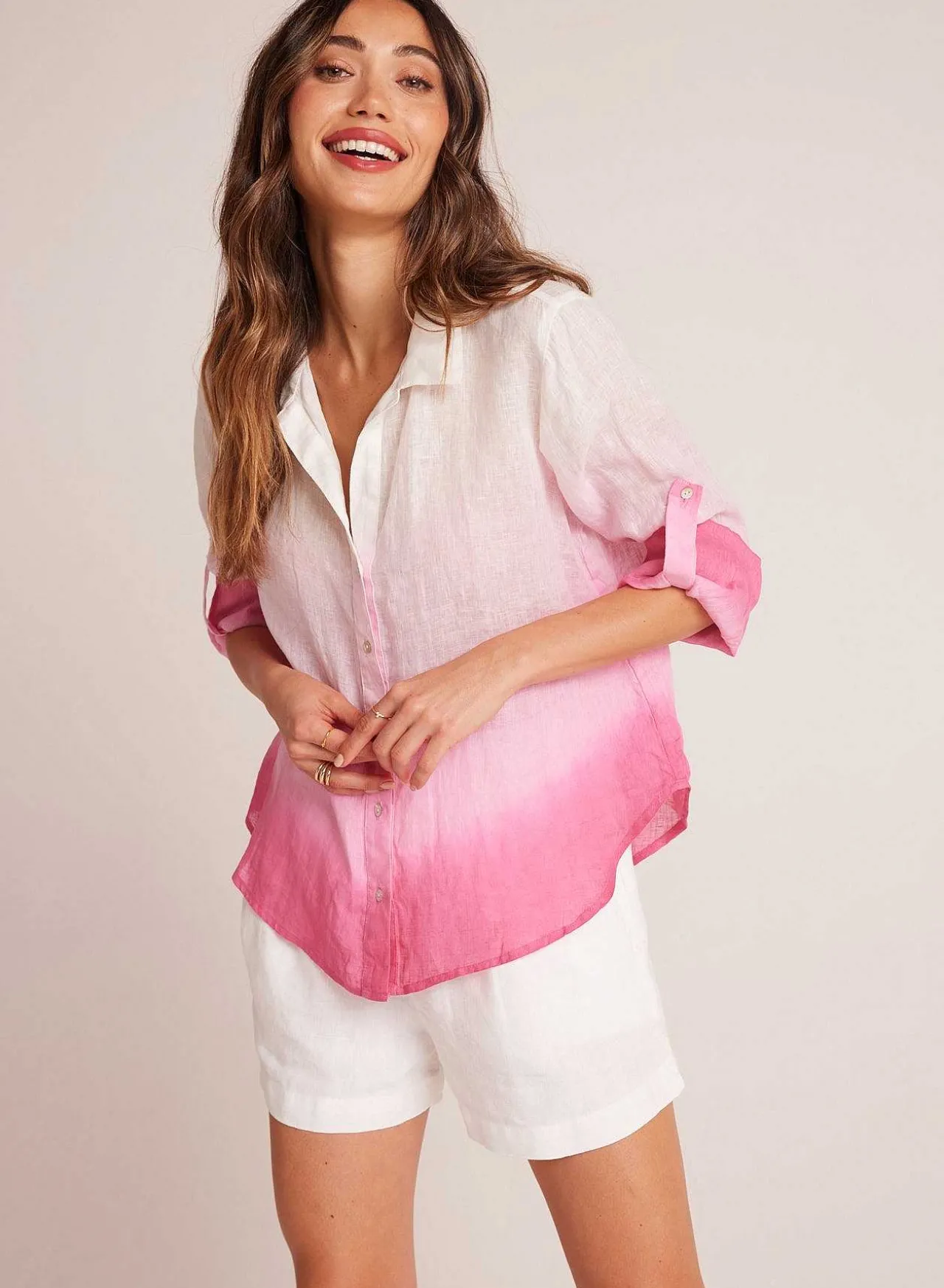Capri Button Down - Roze Ombre-Kleurstof>Bella Dahl Clearance