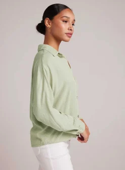 Dolman Mouw Met Knoopsluiting - Coastal Sage>Bella Dahl Best