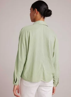 Dolman Mouw Met Knoopsluiting - Coastal Sage>Bella Dahl Best