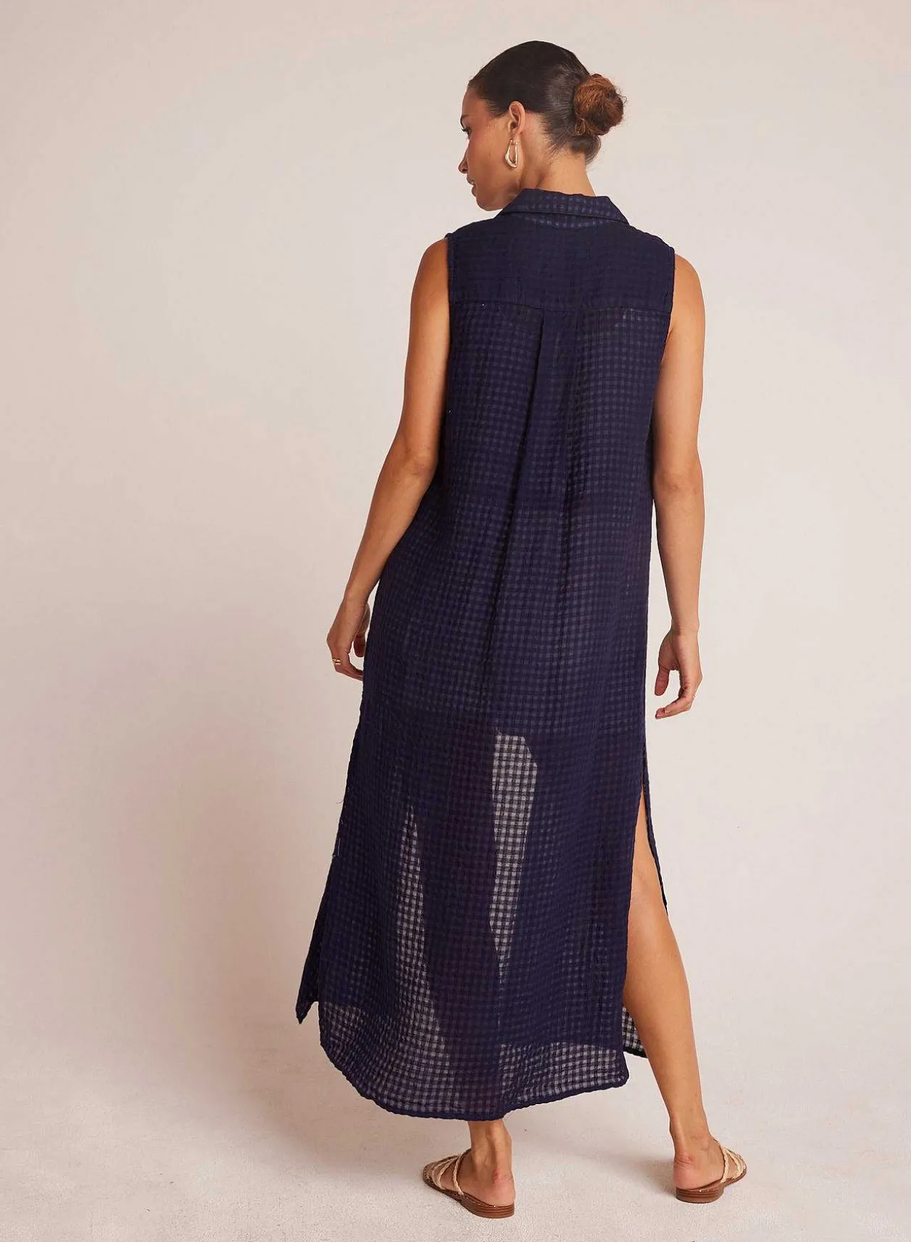 Dusterjurk Met Zijsplit - Tropic Navy>Bella Dahl Hot