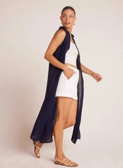 Dusterjurk Met Zijsplit - Tropic Navy>Bella Dahl Hot