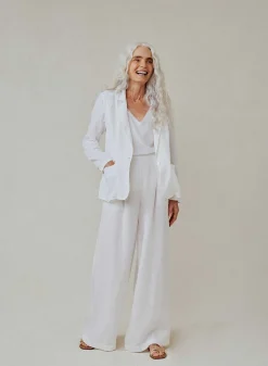 Easy Linnen Lange Blazer - Wit><noscript><img width=