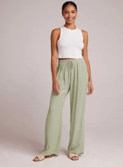 Gemakkelijk Geplooide Broek Met Wijde Pijpen - Coastal Sage><noscript><img width=