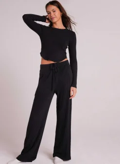 Gemakkelijke Broek Met Wijde Pijpen - Zwart><noscript><img width=