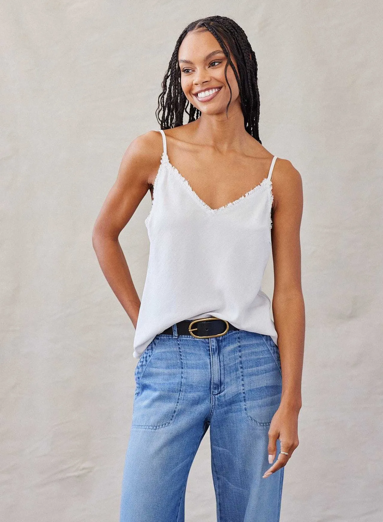 Gerafeld Tencel Cami - Mistige Lucht>Bella Dahl Cheap
