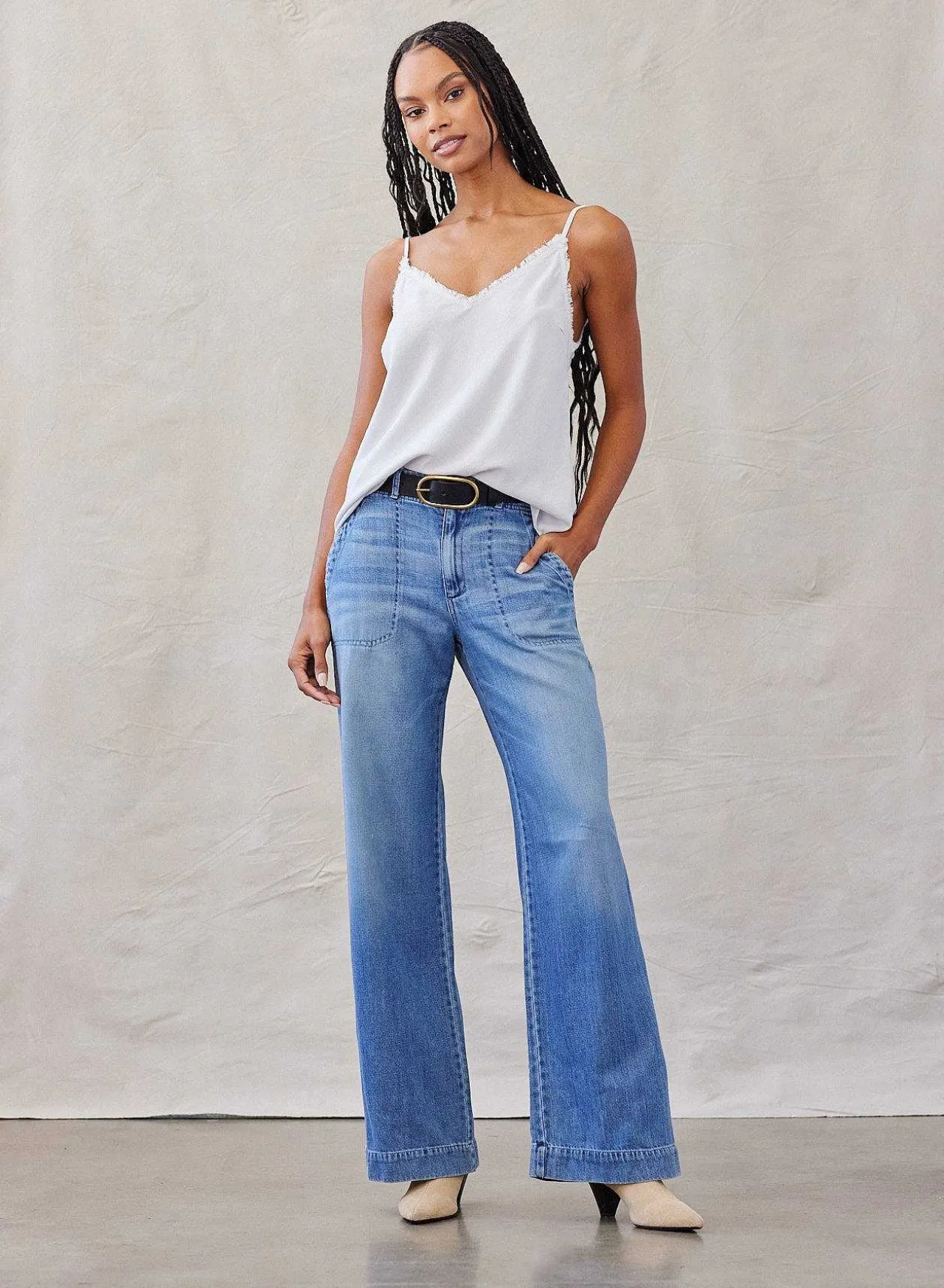 Gerafeld Tencel Cami - Mistige Lucht>Bella Dahl Cheap