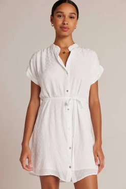 Gesmokte Jurk Met Riem - Wit><noscript><img width=