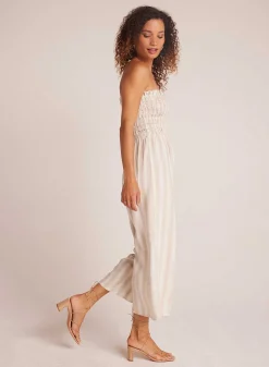 Gesmokte Strapless Jumpsuit - Playa Sand Stripe><noscript><img width=