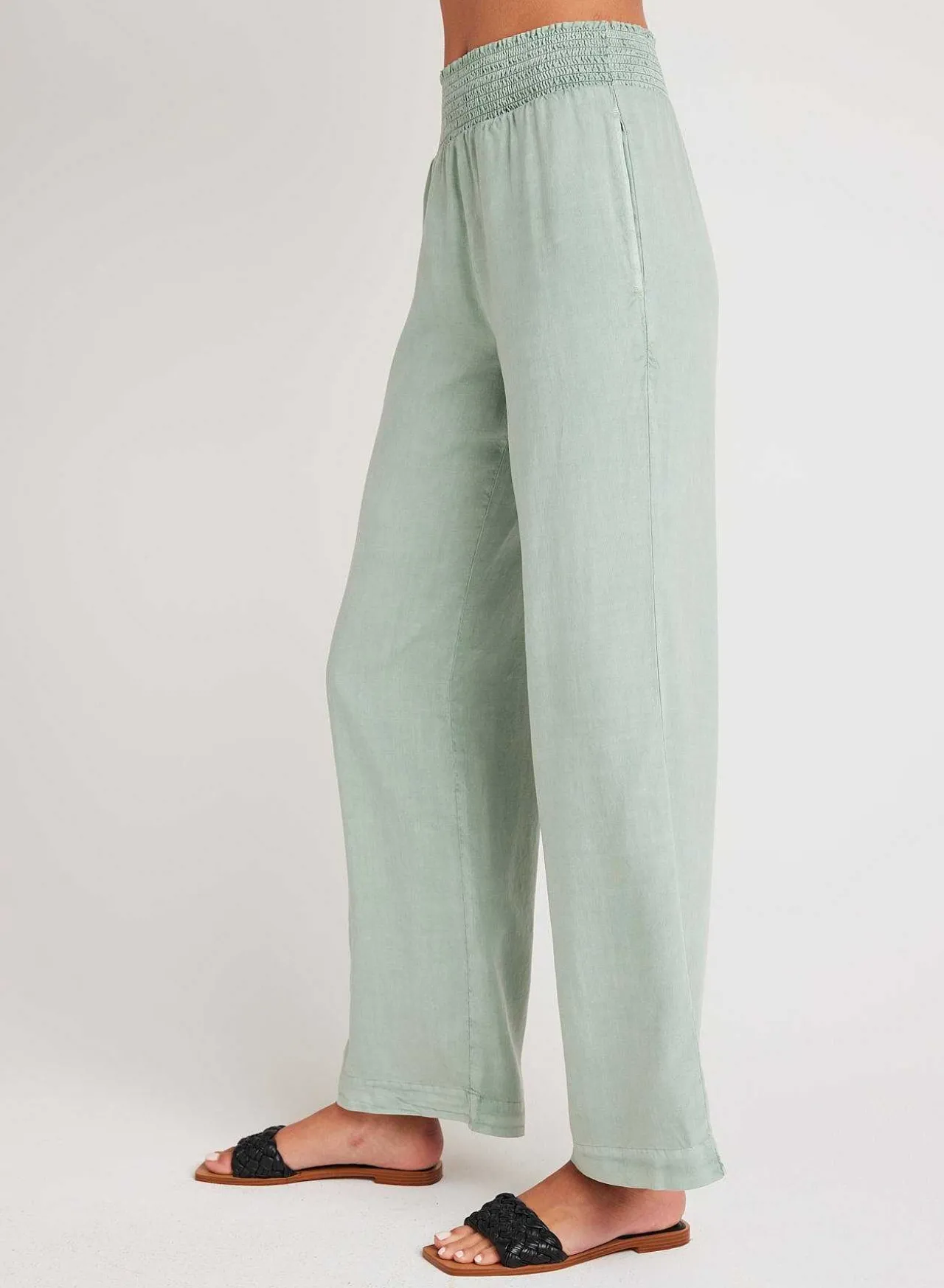 Gesmokte Taille Met Wijde Pijpen - Oasis Green>Bella Dahl Cheap