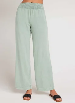 Gesmokte Taille Met Wijde Pijpen - Oasis Green><noscript><img width=