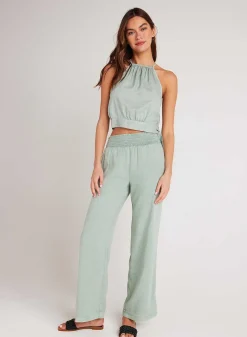 Gesmokte Taille Met Wijde Pijpen - Oasis Green><noscript><img width=