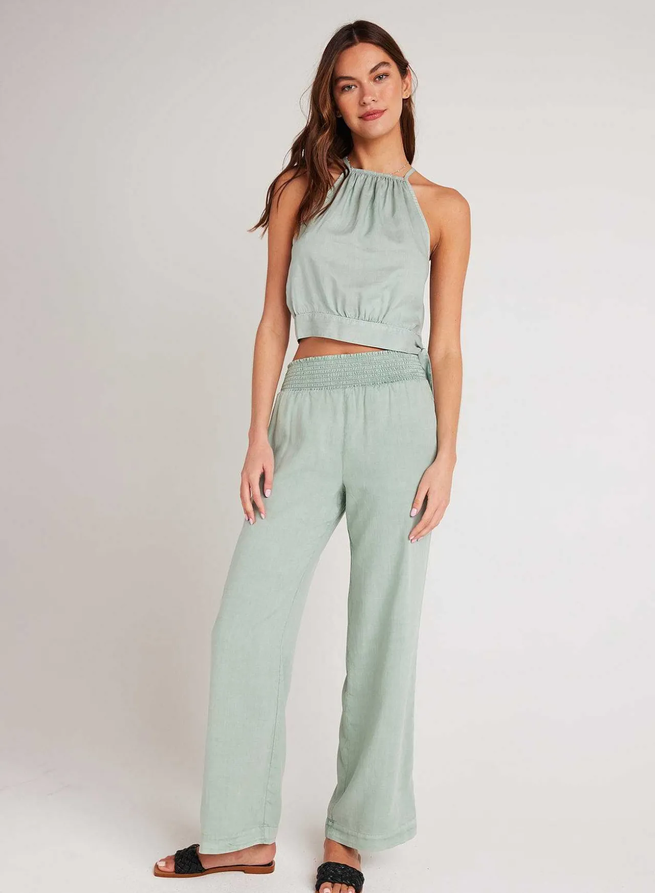 Gesmokte Taille Met Wijde Pijpen - Oasis Green>Bella Dahl Cheap