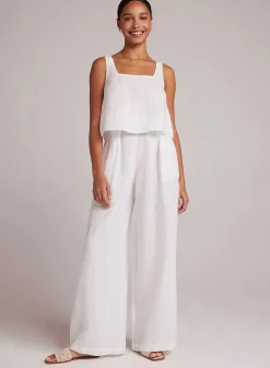 Hoog Getailleerde Linnen Geplooide Broek-Wit>Bella Dahl Best Sale