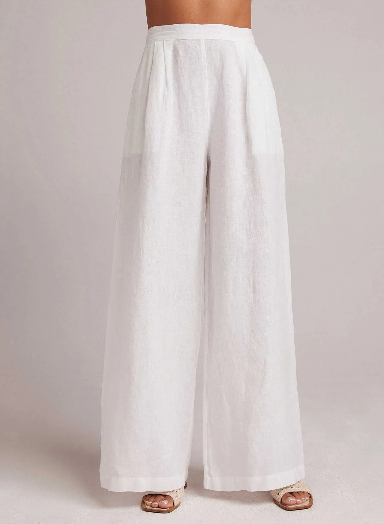 Hoog Getailleerde Linnen Geplooide Broek-Wit>Bella Dahl Best Sale