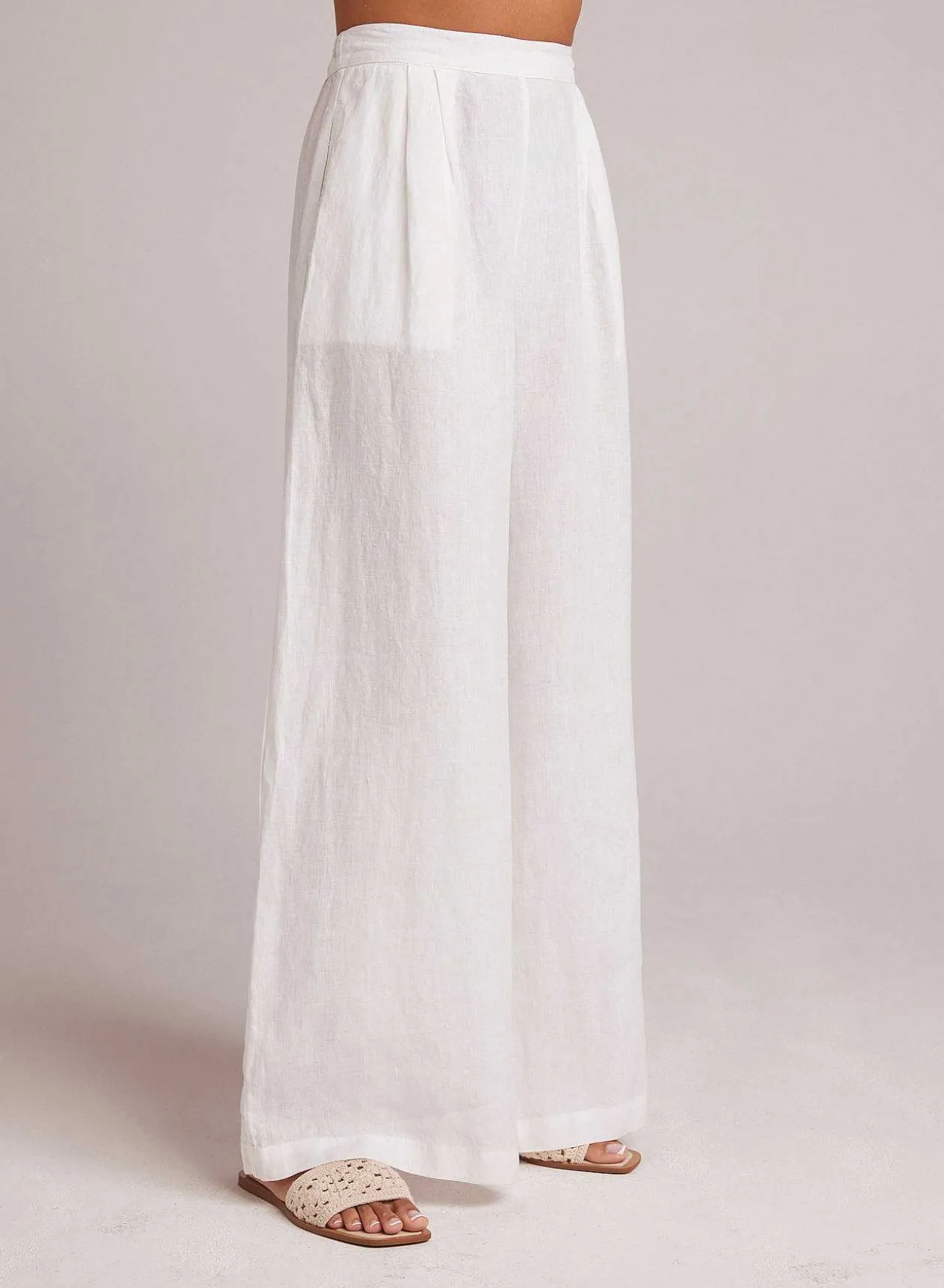 Hoog Getailleerde Linnen Geplooide Broek-Wit>Bella Dahl Best Sale