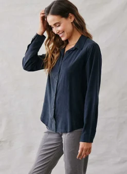 Klassieke Button-Down Met Lange Mouwen - Vintage Zwart>Bella Dahl Outlet