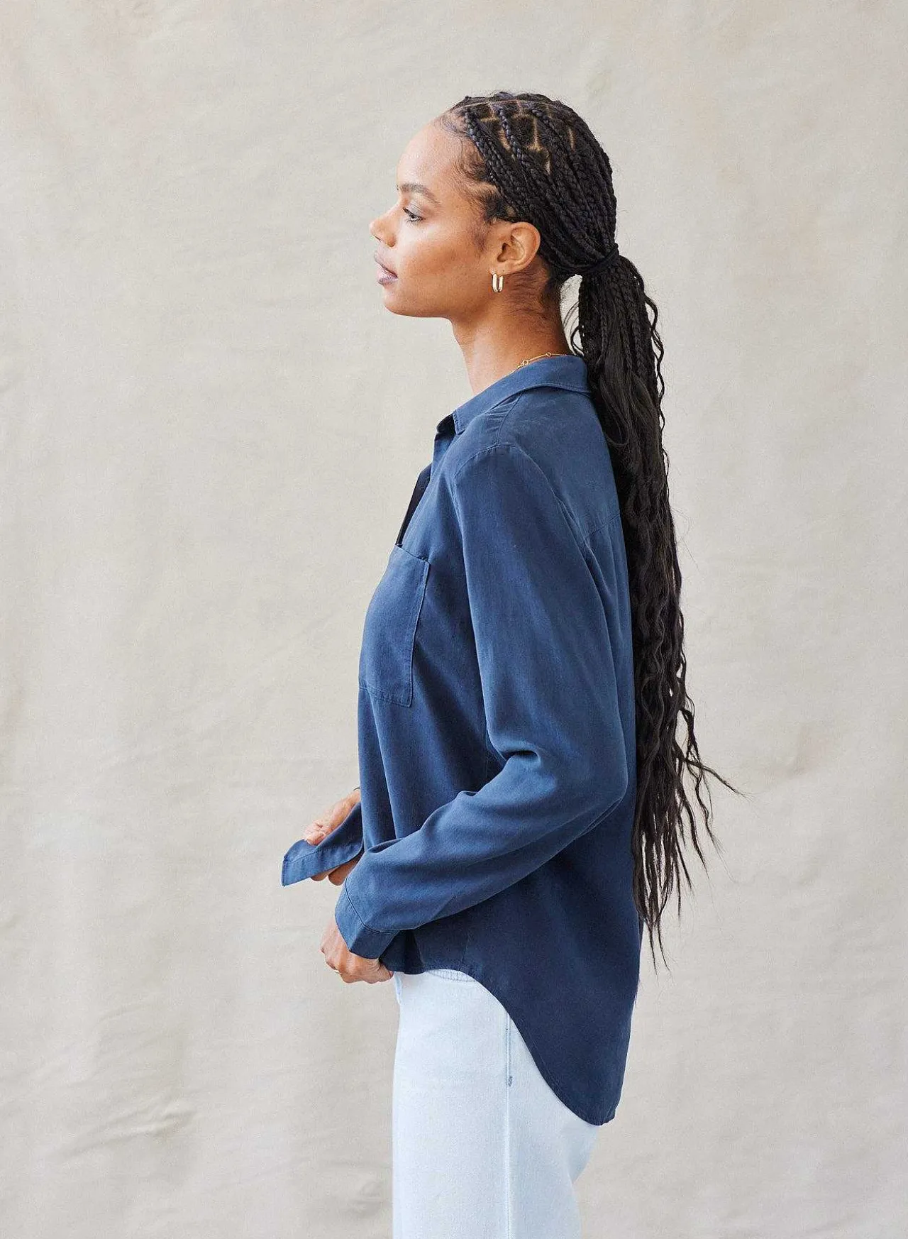 Klassieke Button-Down Met Twee Zakken - Eindeloze Zee>Bella Dahl Shop