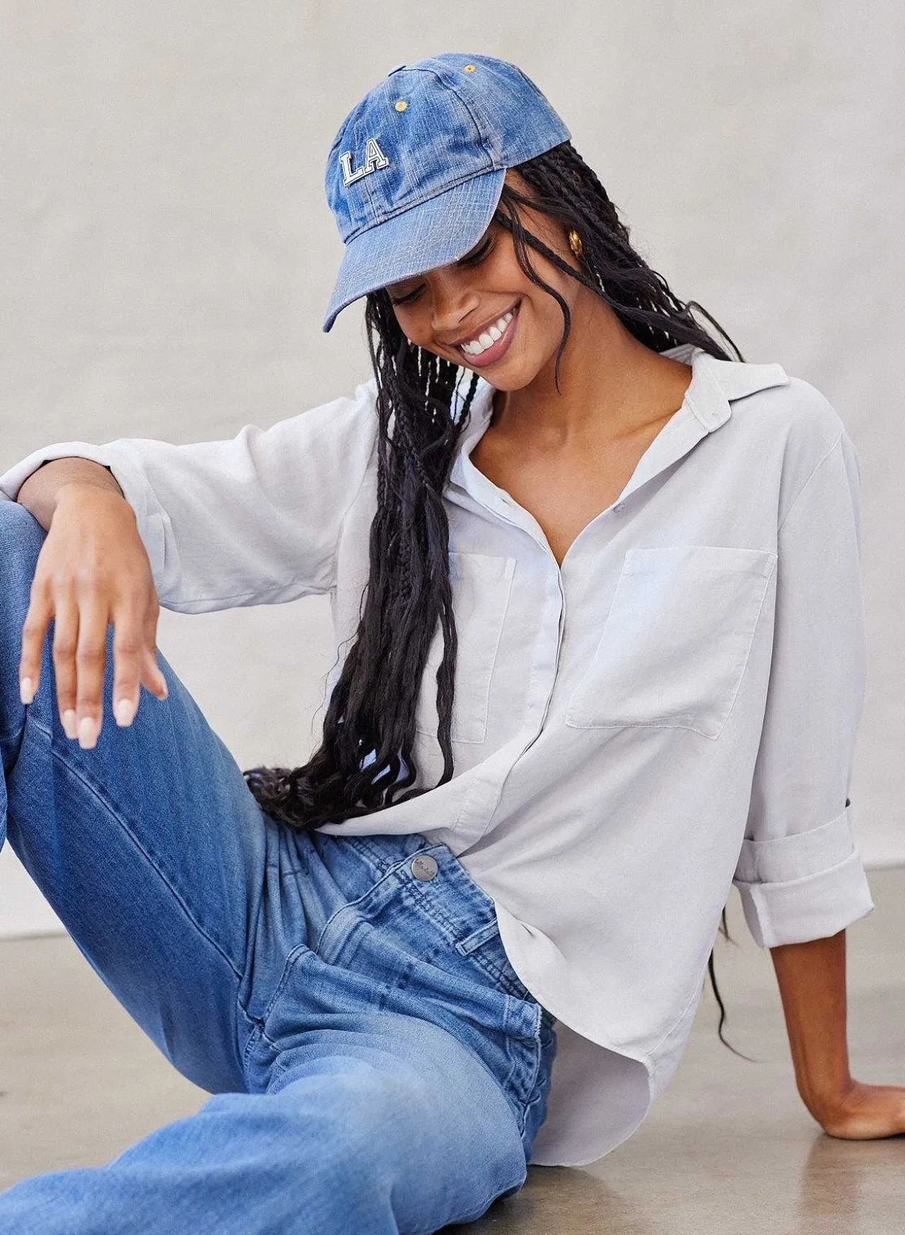 Klassieke Button-Down Met Twee Zakken - Foggy Sky>Bella Dahl Shop