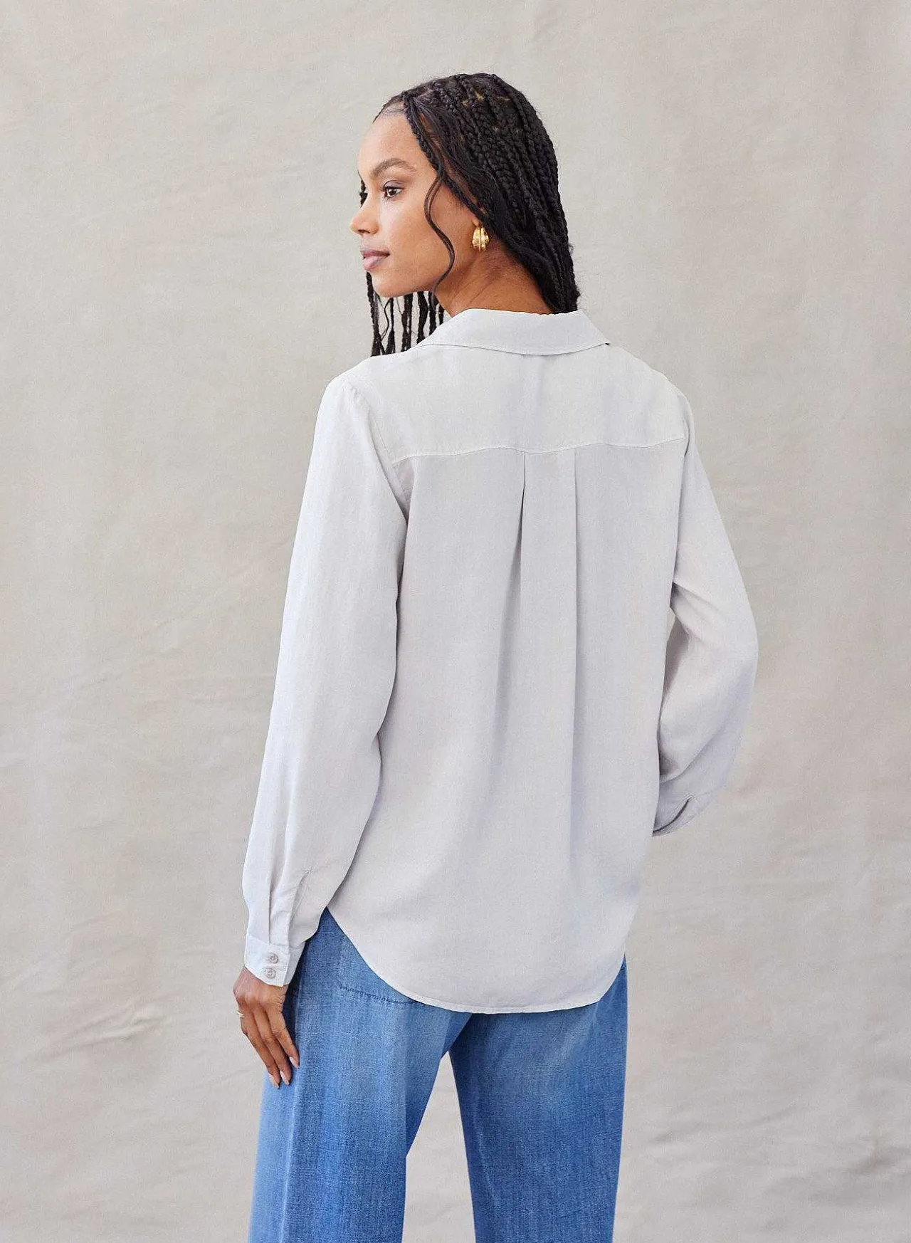 Klassieke Button-Down Met Twee Zakken - Foggy Sky>Bella Dahl Shop