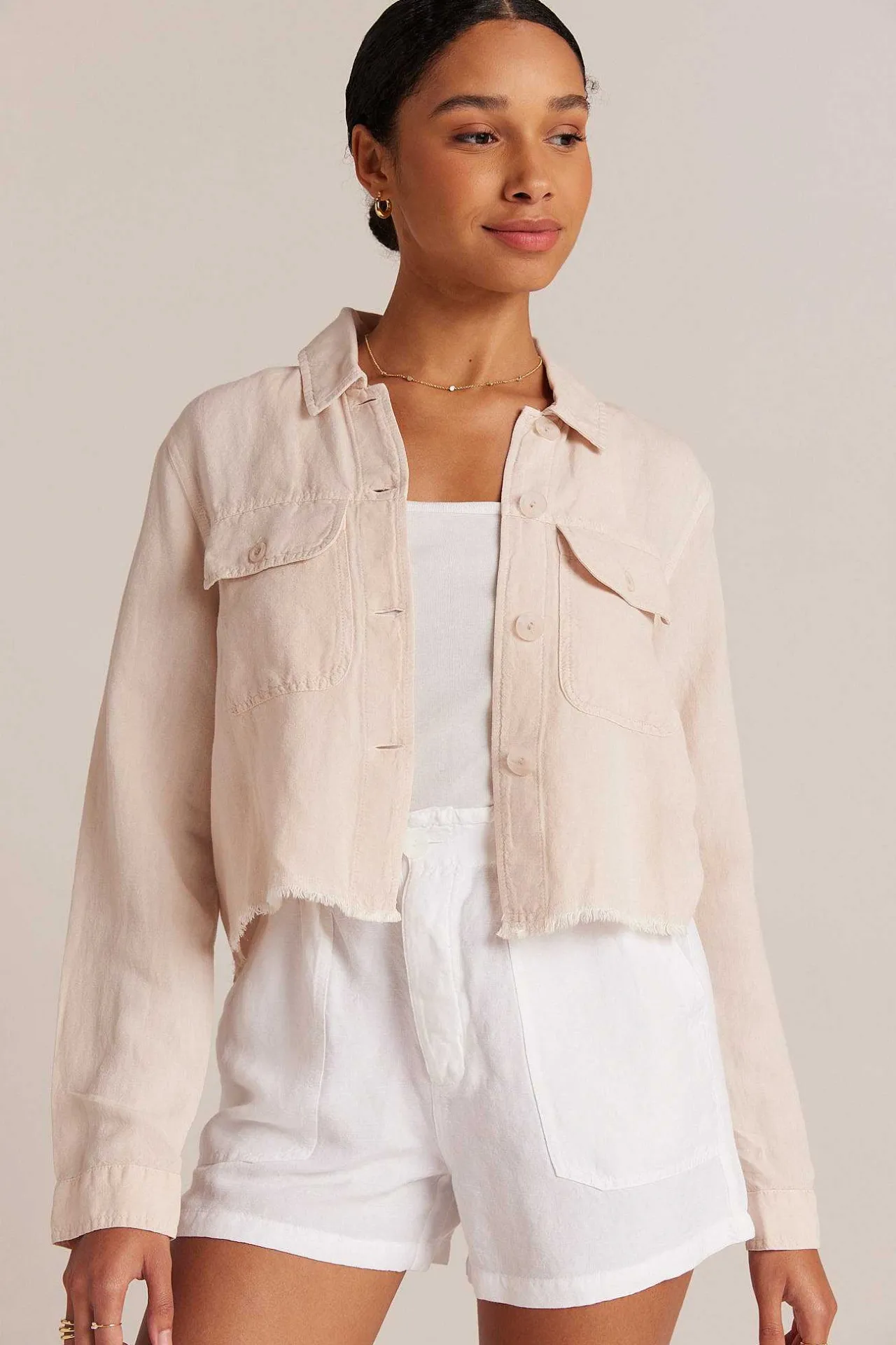 Lily Jas Met Rafelige Zoom - Zandkaki>Bella Dahl Clearance