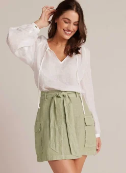 Linnen Cargo Minirok - Bleke Palm>Bella Dahl Shop