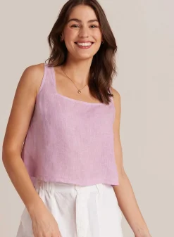 Linnen Tanktop Met Knoopsluiting - Lichte Orchidee><noscript><img width=