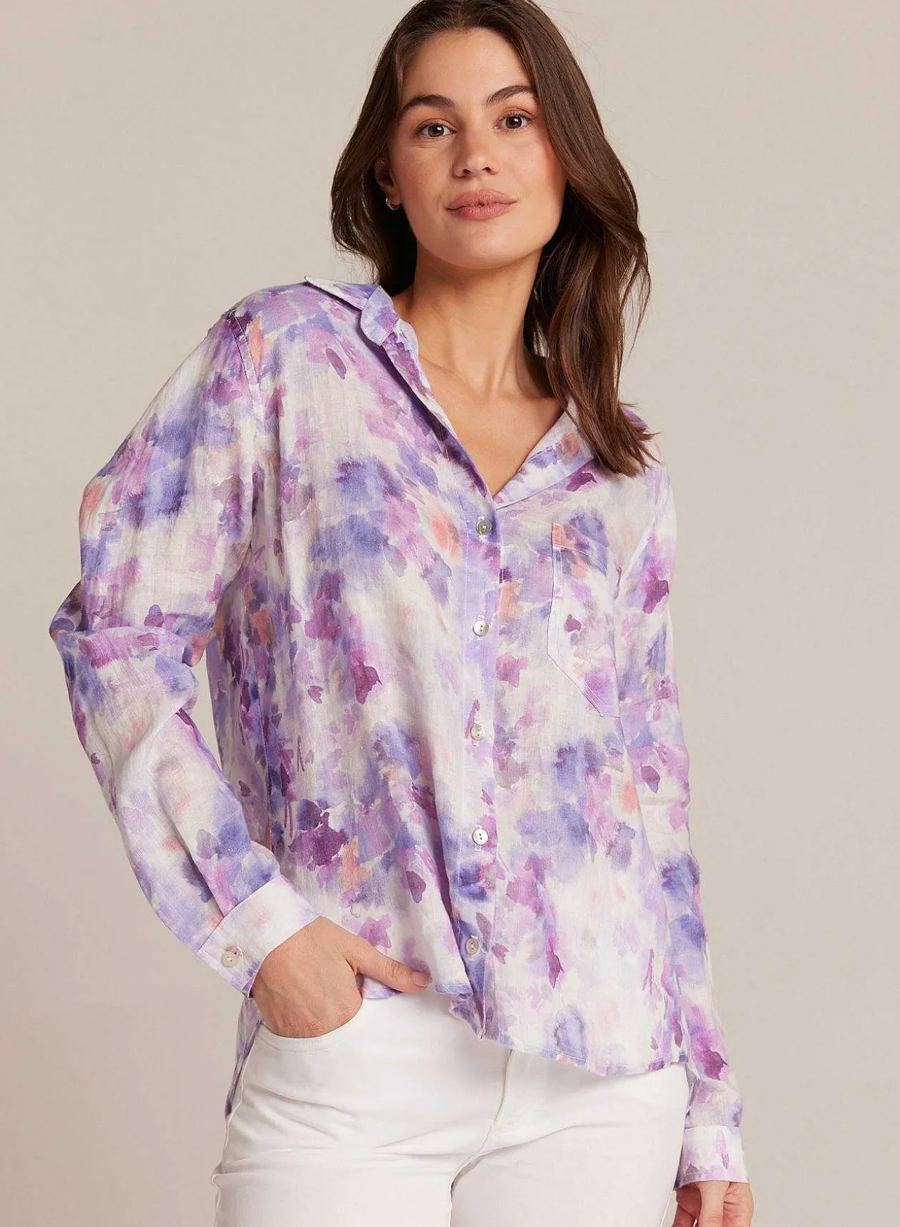 Linnen Zak Met Knoopsluiting - Iris Bloemenprint>Bella Dahl Outlet