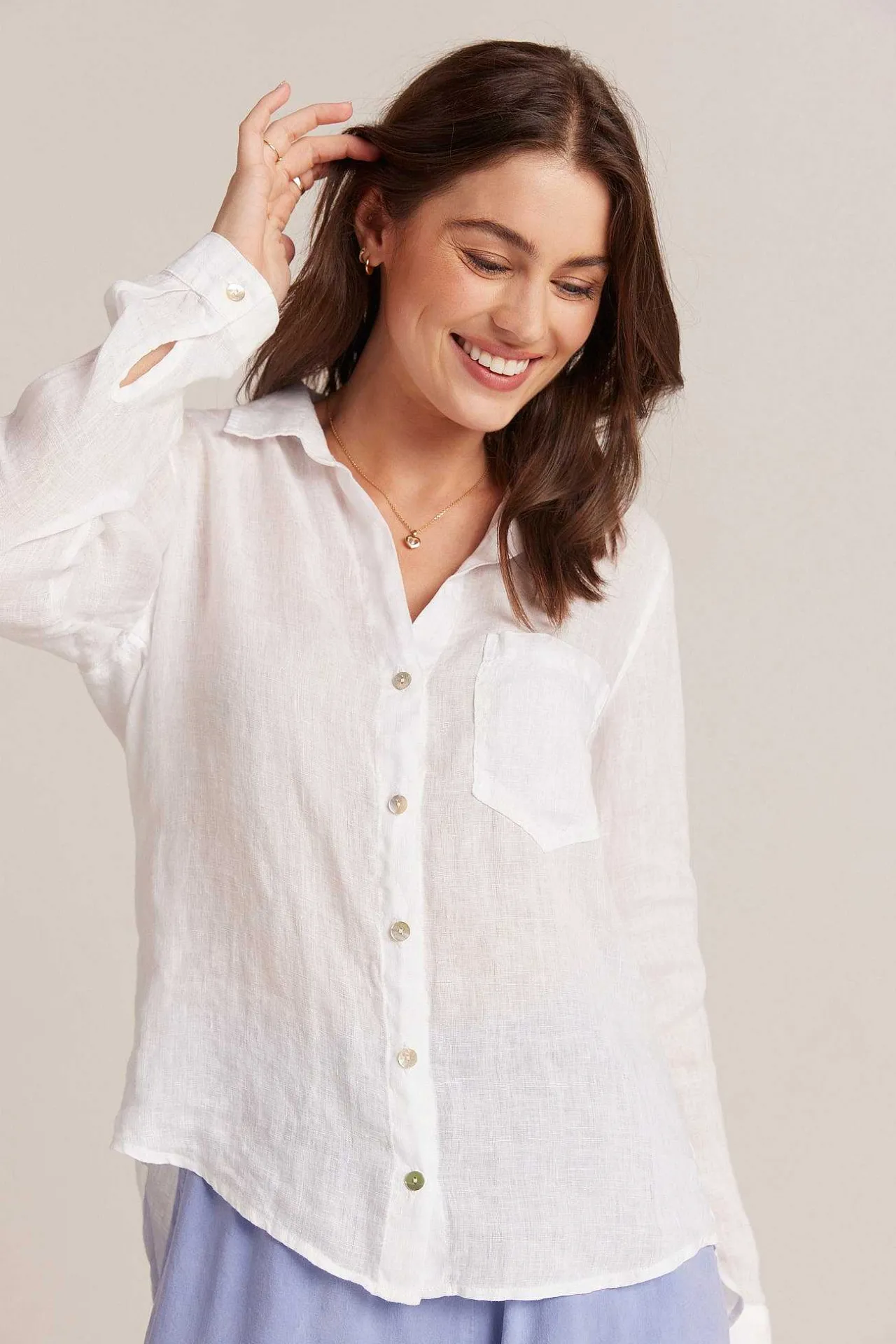 Linnen Zak Met Knoopsluiting - Wit>Bella Dahl Fashion