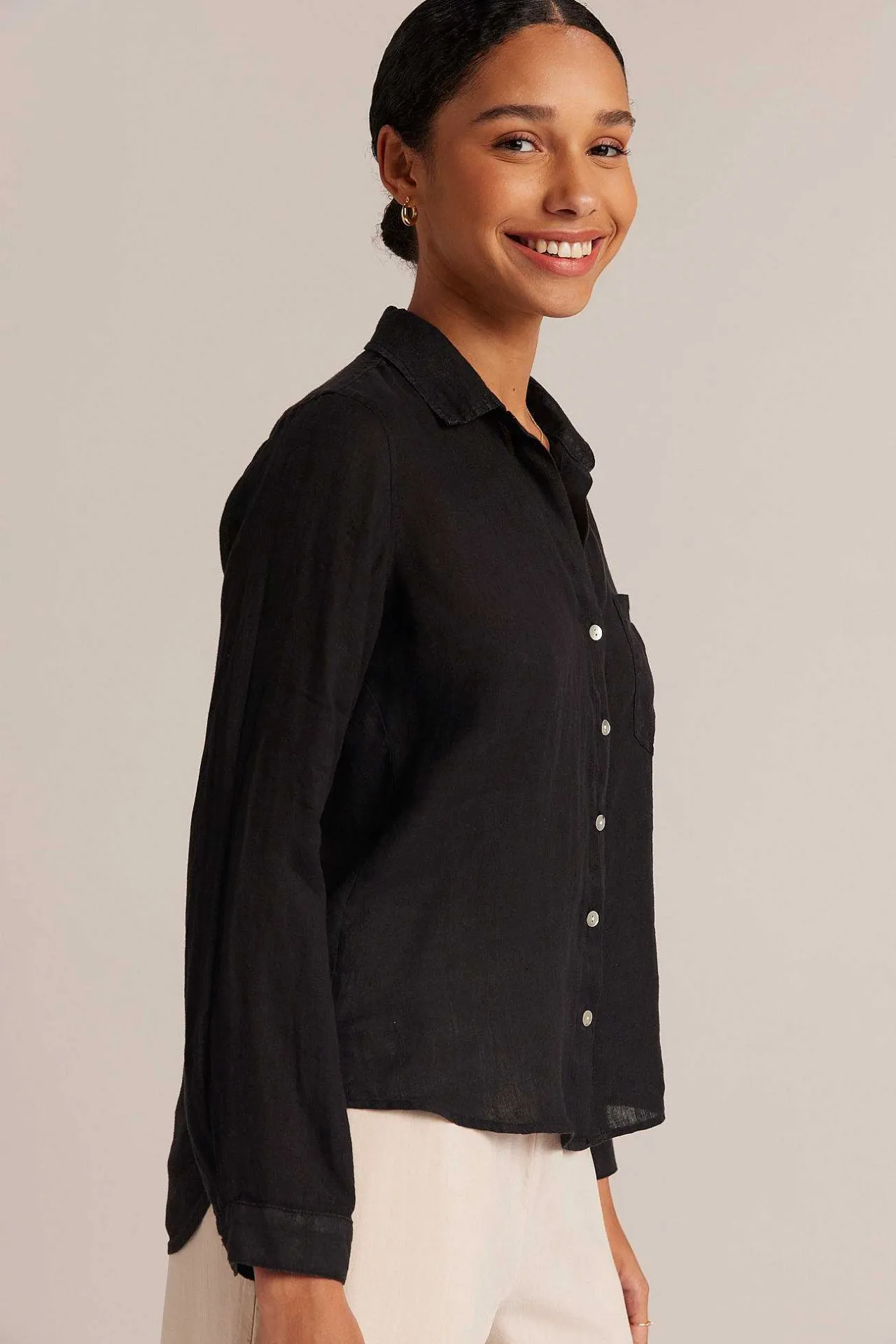 Linnen Zak Met Knoopsluiting - Vintage Zwart>Bella Dahl Fashion
