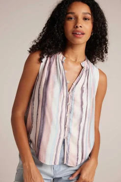 Mouwloze Blouse Met Gesmokte Schouder - Kuststreepprint><noscript><img width=