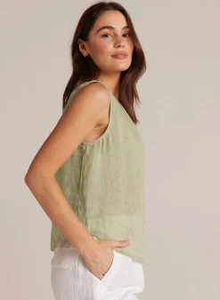 Mouwloze Gesmokte Schouderblouse - Pale Palm><noscript><img width=