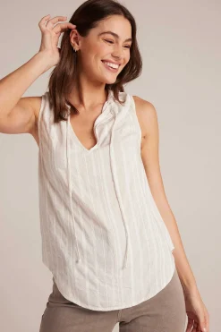 Mouwloze Trui Met Gesmokte Hals - Witte Zandstreep>Bella Dahl Store