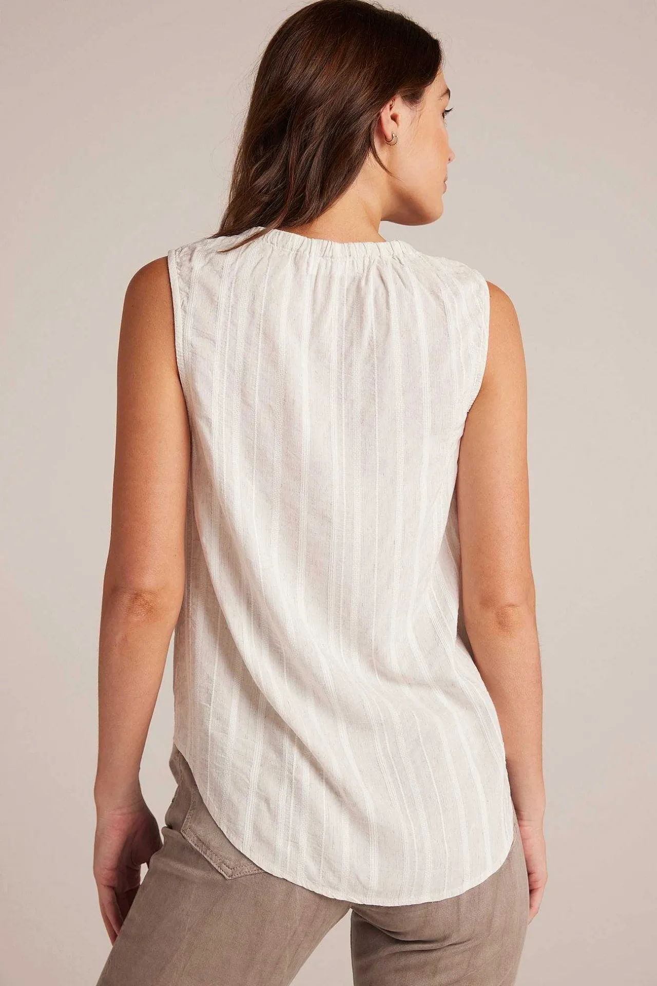 Mouwloze Trui Met Gesmokte Hals - Witte Zandstreep>Bella Dahl Store