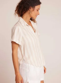 Overhemd Met Korte Mouwen En Manchetten - Playa Sand Stripe><noscript><img width=