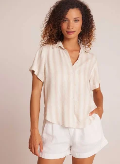Overhemd Met Korte Mouwen En Manchetten - Playa Sand Stripe><noscript><img width=