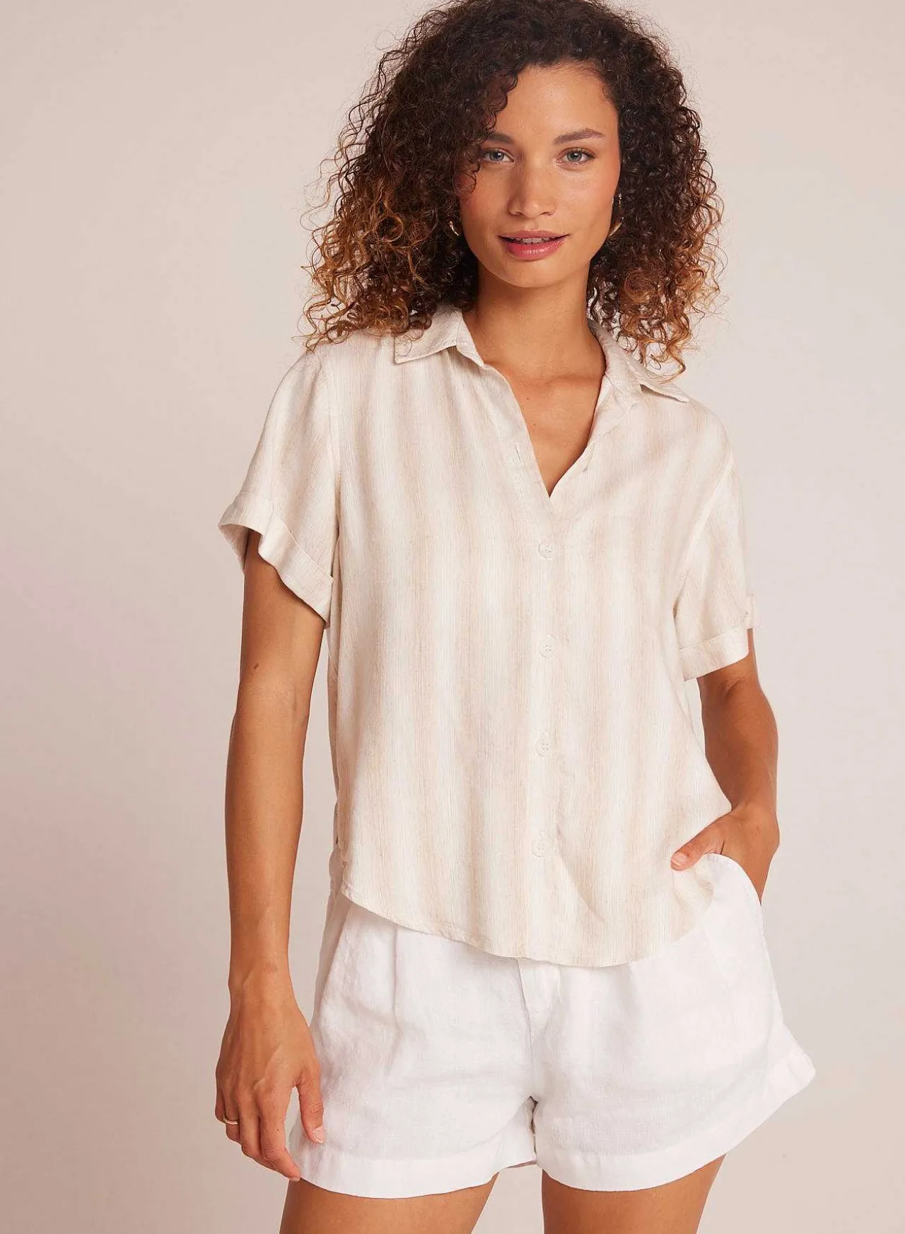 Overhemd Met Korte Mouwen En Manchetten - Playa Sand Stripe>Bella Dahl Discount