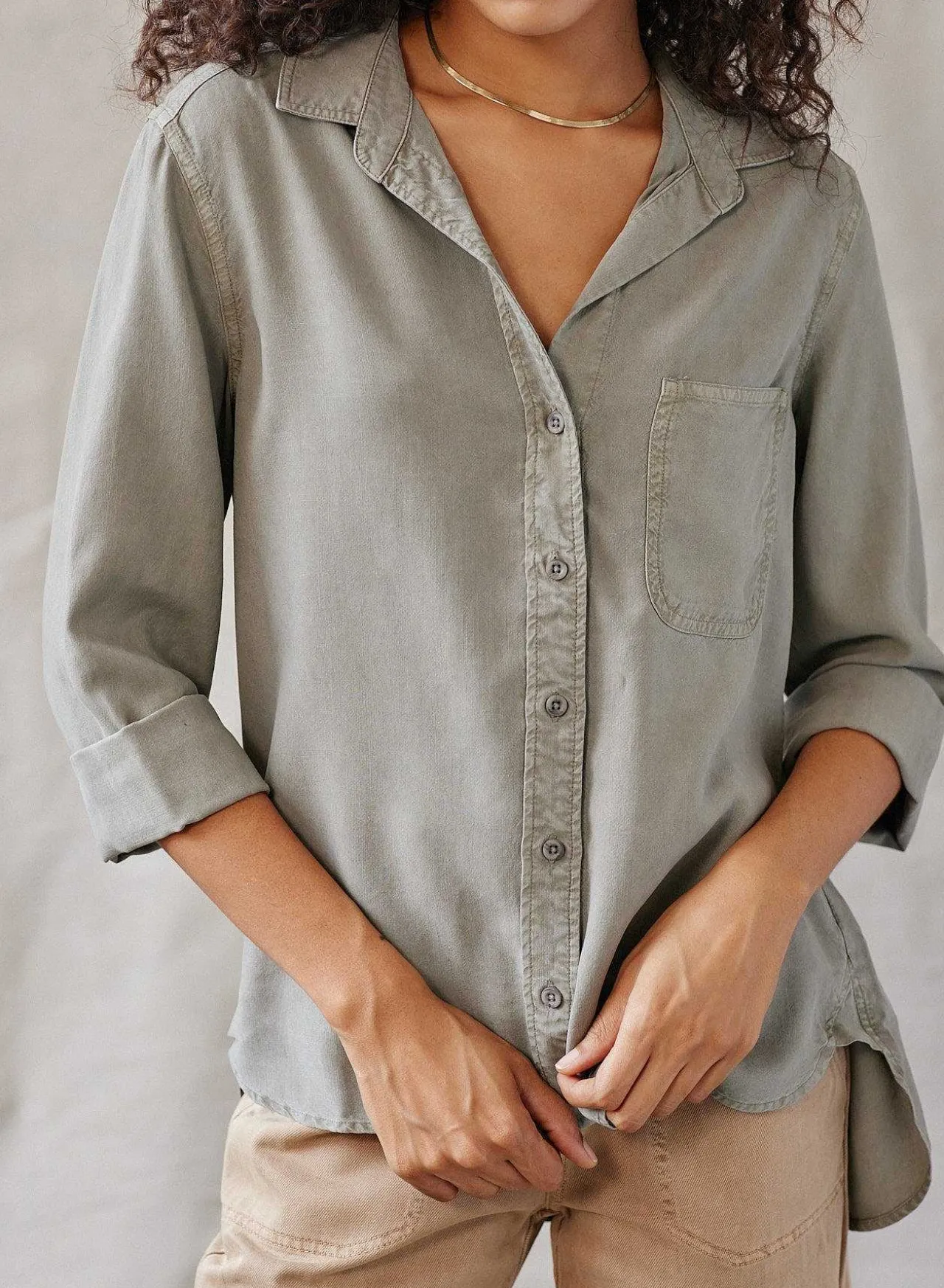 Overhemd Met Staartknop Omlaag - Zacht Leger>Bella Dahl Discount