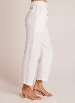 Relaxte Broek Met Plooien Aan De Voorkant - Wit><noscript><img width=