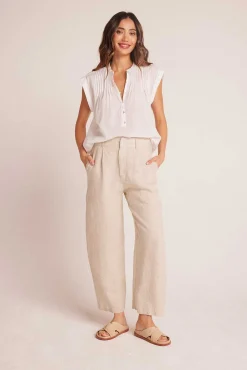 Relaxte Broek Met Plooien Aan De Voorkant - Linnen Zand>Bella Dahl New