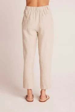 Relaxte Broek Met Plooien Aan De Voorkant - Linnen Zand><noscript><img width=