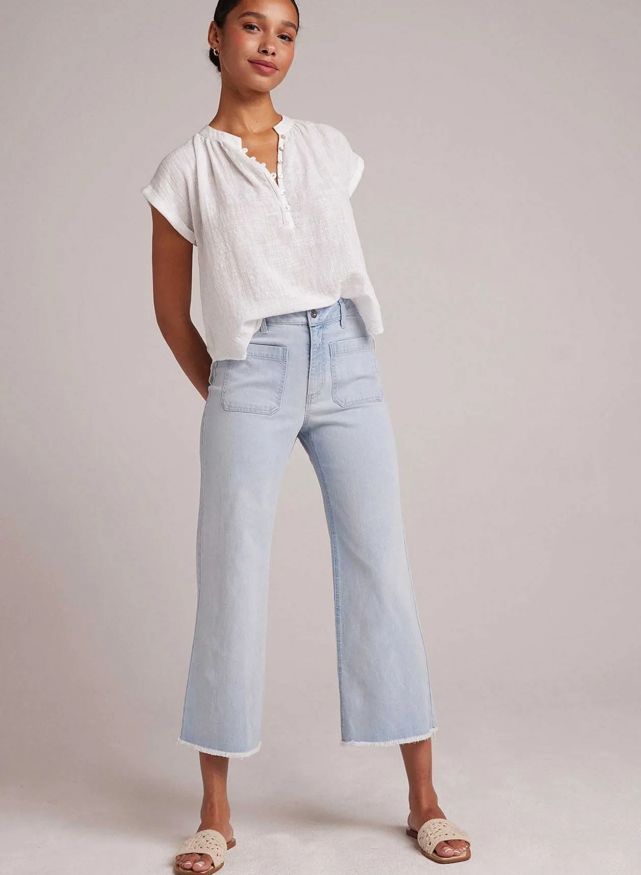 Sarah Frayed Zoom Wide Leg Crop - Ocean Mist Wash>Bella Dahl Store
