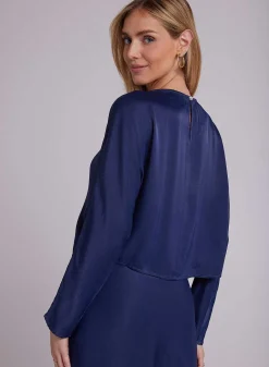Satijnen Blouse Met Dolmanmouwen - Donker Azuurblauw>Bella Dahl Cheap