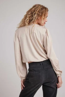 Satijnen Elastische Gesmokte Top - Ivoor Champagne>Bella Dahl Fashion