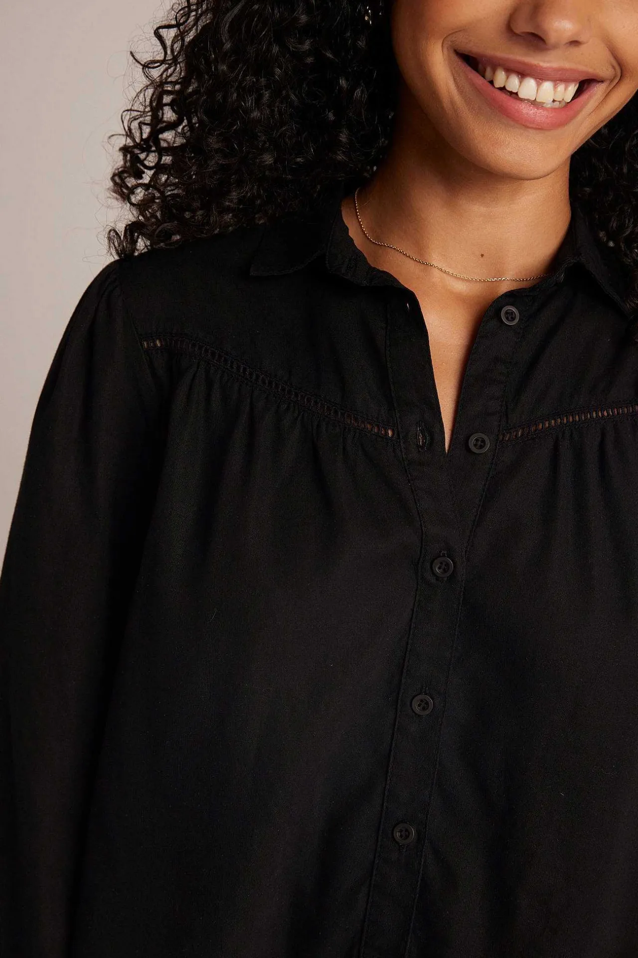 Shirt Met Lange Mouwen En Ladderversiering - Zwart>Bella Dahl Hot